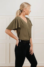 Load image into Gallery viewer, Gracyn Button Down Blouse in Olive