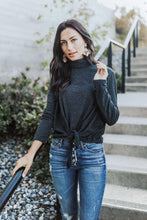Load image into Gallery viewer, Fiona Cowl Neck Top in Charcoal