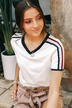 Load image into Gallery viewer, Finn Striped Sleeve Tee in Ivory
