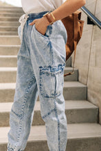 Load image into Gallery viewer, Luna Denim Cargo Joggers in Light Wash

