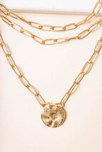 Load image into Gallery viewer, Textured Circle Pendant Layered Necklace
