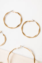 Load image into Gallery viewer, Hammered Gold Hoop Earring Set
