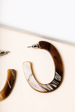 Load image into Gallery viewer, Marble Pattern Hoop Earrings in Brown
