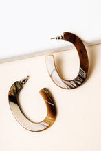 Load image into Gallery viewer, Marble Pattern Hoop Earrings in Brown
